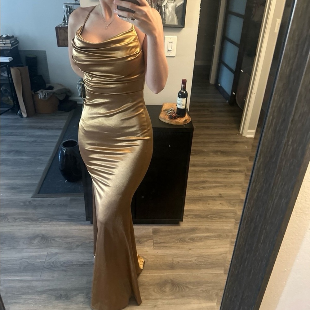 Elegant Gold Evening Gown